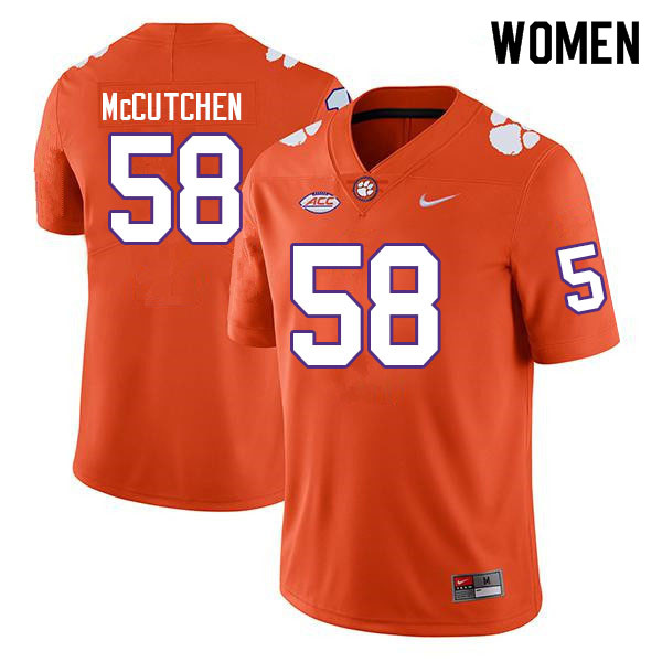 Women #58 Evan McCutchen Clemson Tigers College Football Jerseys Sale-Orange